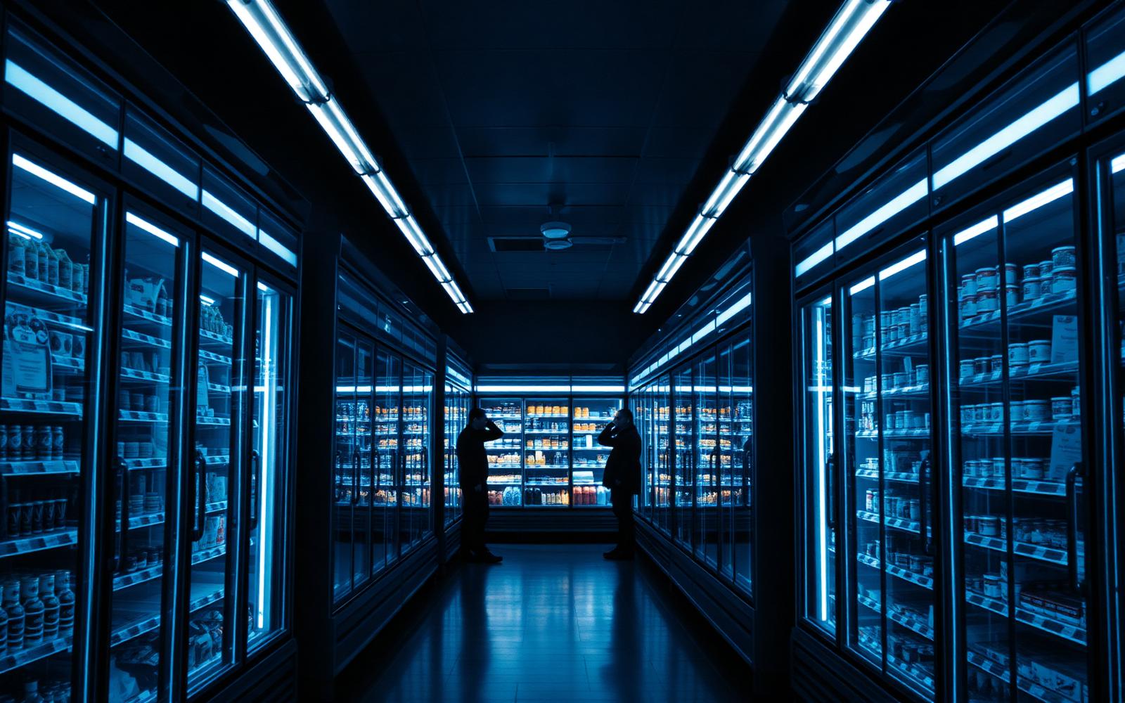 Refrigerated aisle in a modern supermarket