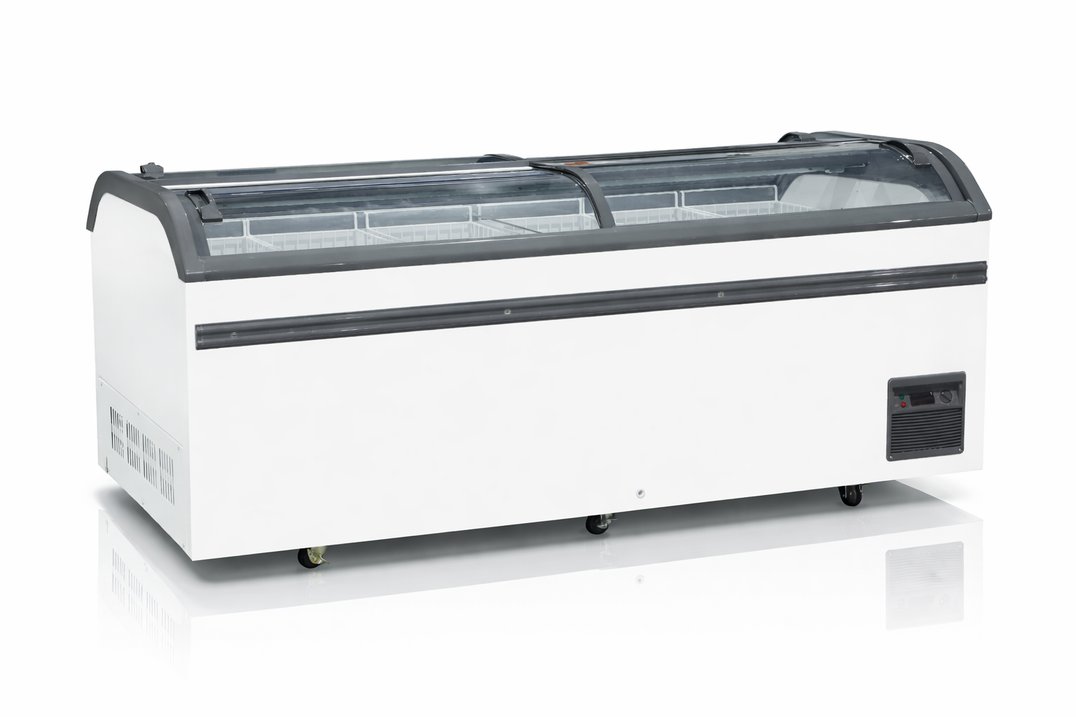 Curved Glass Island Freezer